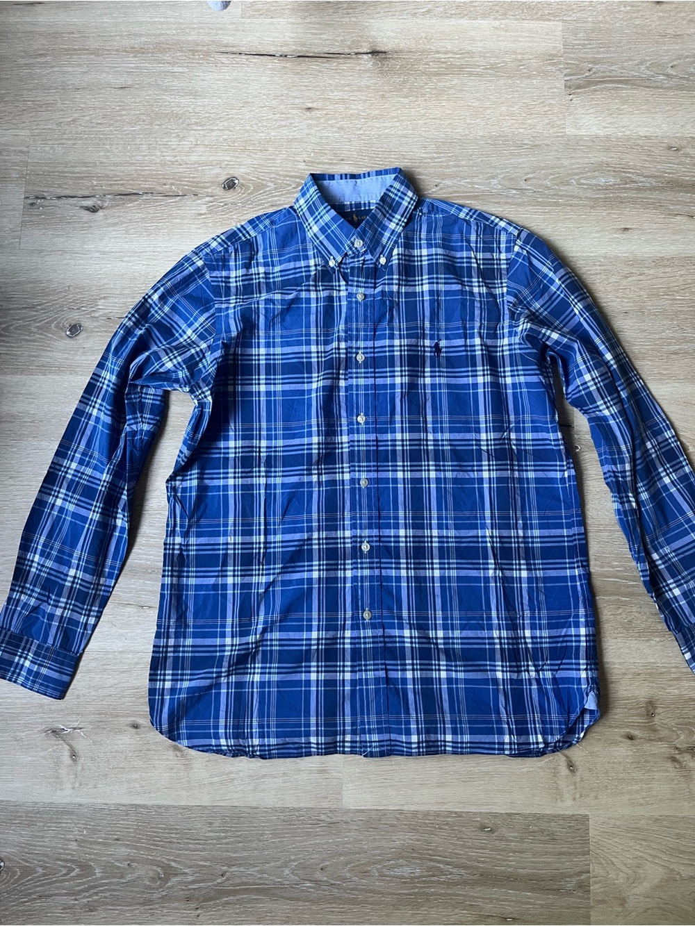 Ralph Lauren Blue White Plaid Button-Down Shirt